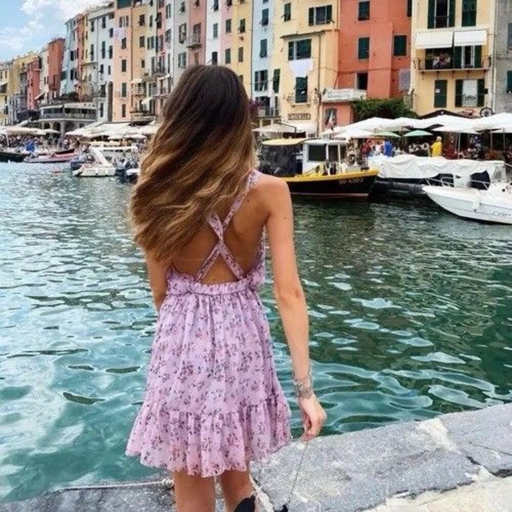 Zara Blogger Printed Mini Dress Floral Pattern Open-back Design Size Small